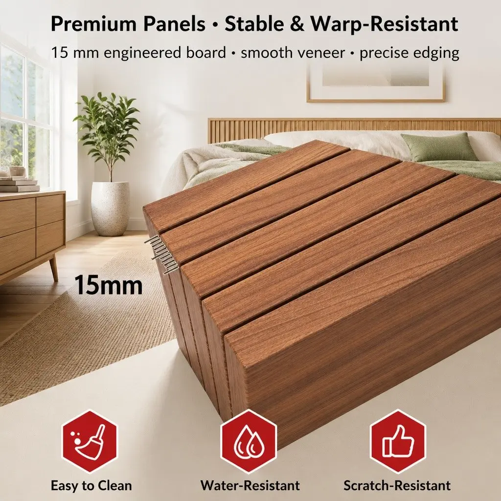 Bedside Table Vintage Wood Grain Finish 70cm Reddish-Brown with 2 Drawers and Compartment