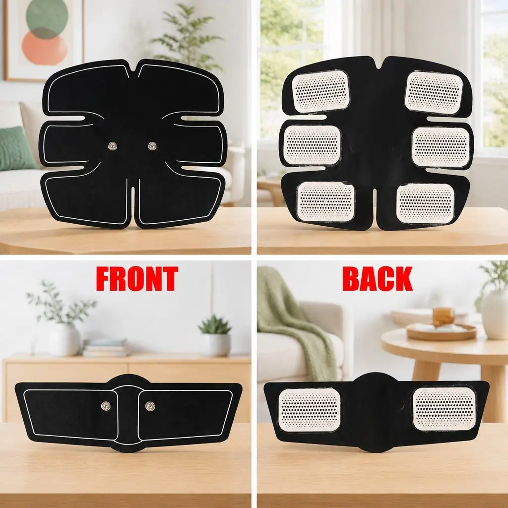Abdominal Muscle Fitness Device EMS Technology 6 Modes 10 Levels Black PU Leather