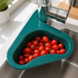 Triangle Kitchen Sink Organizer Storage Basket Rack Drain Strainer Shelf Unit