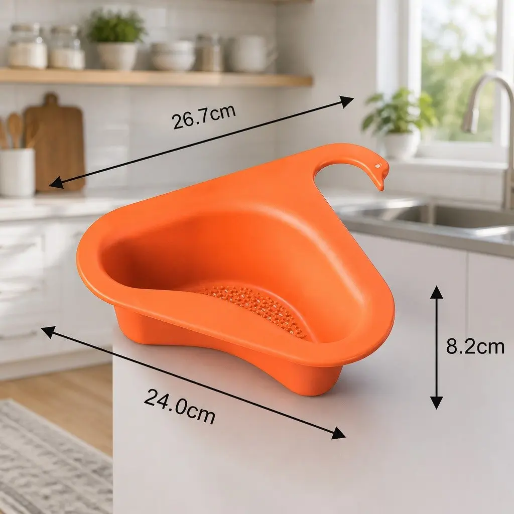 Kitchen Sink Drain Basket Food-Grade PP Material Yellow Non-Slip Hanging Storage Rack