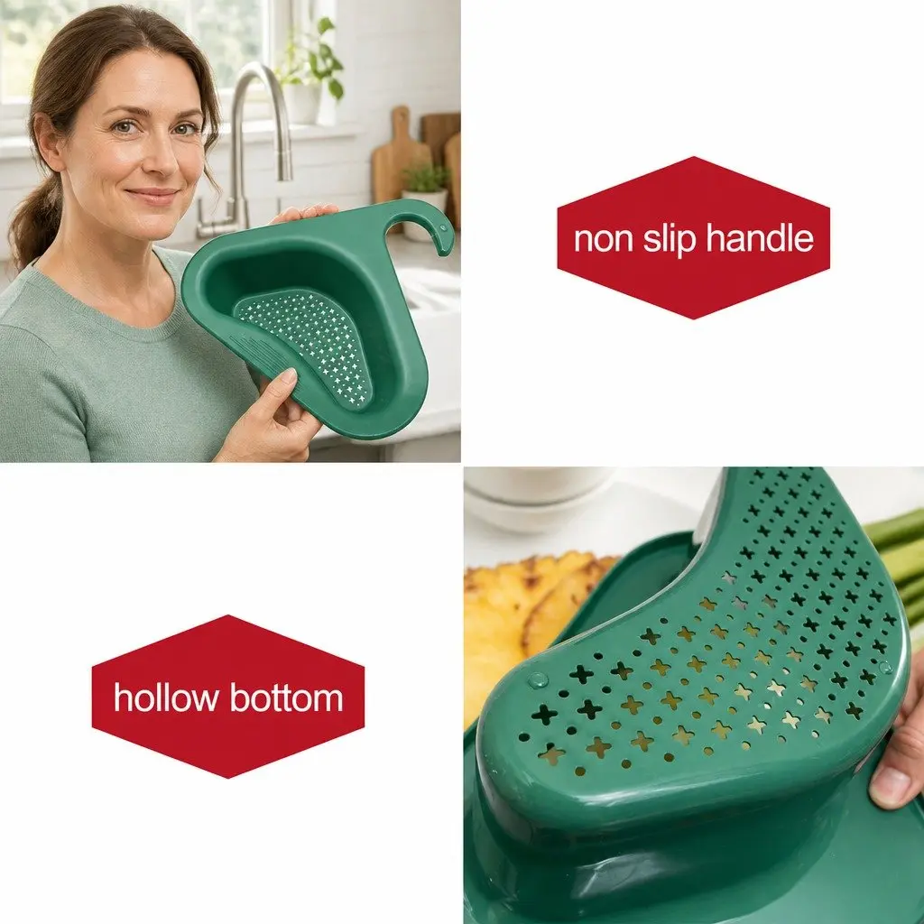 Kitchen Sink Drain Basket Food-Grade PP Material Yellow Non-Slip Hanging Storage Rack