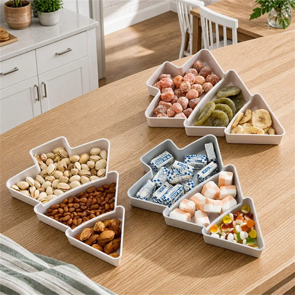 Dried Fruit Tray Christmas Tree Shaped Serving Plate 25.5 X 18.5cm Blue
