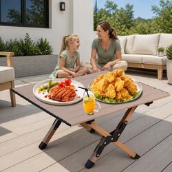 Portable Foldable Carbon Steel Camping Table Outdoor Picnic BBQ Roll Desk