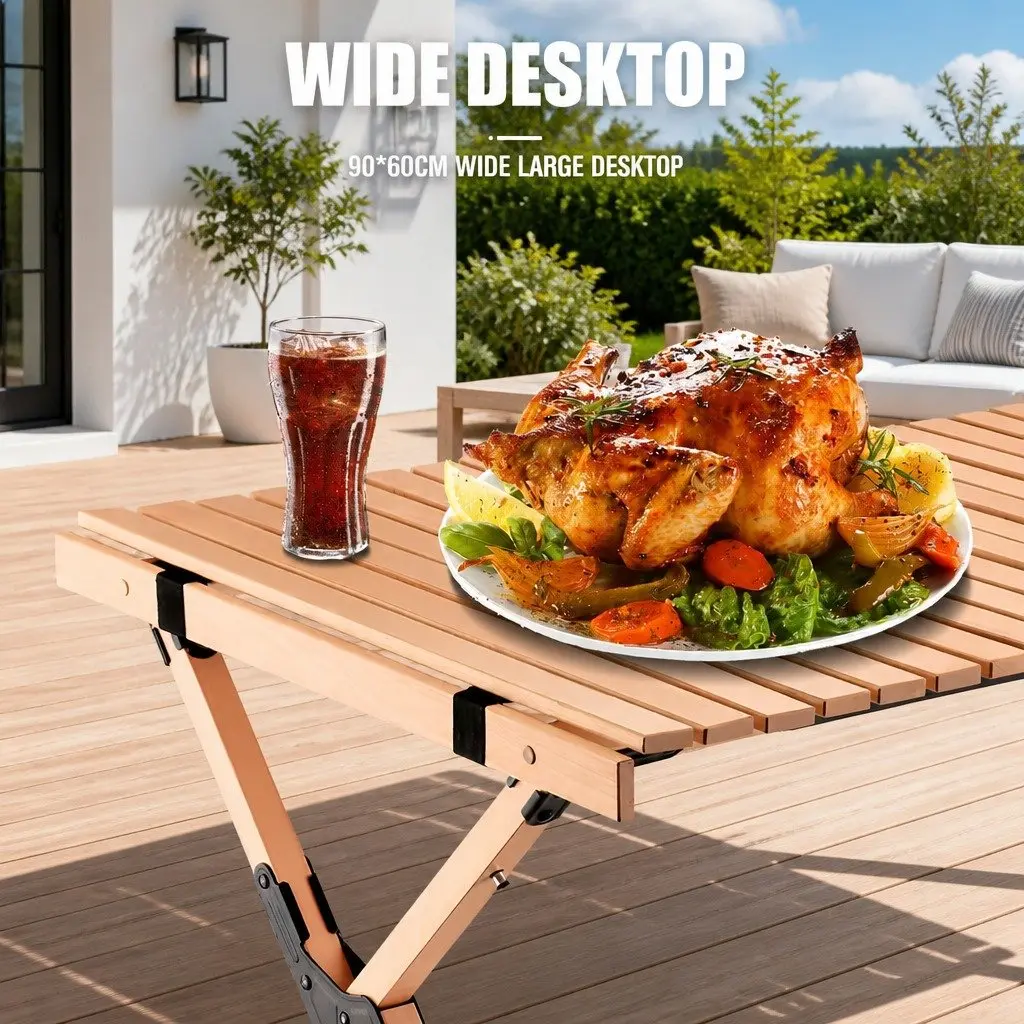 Foldable Camping Table Lightweight Portable 90x60x45cm Carbon Steel