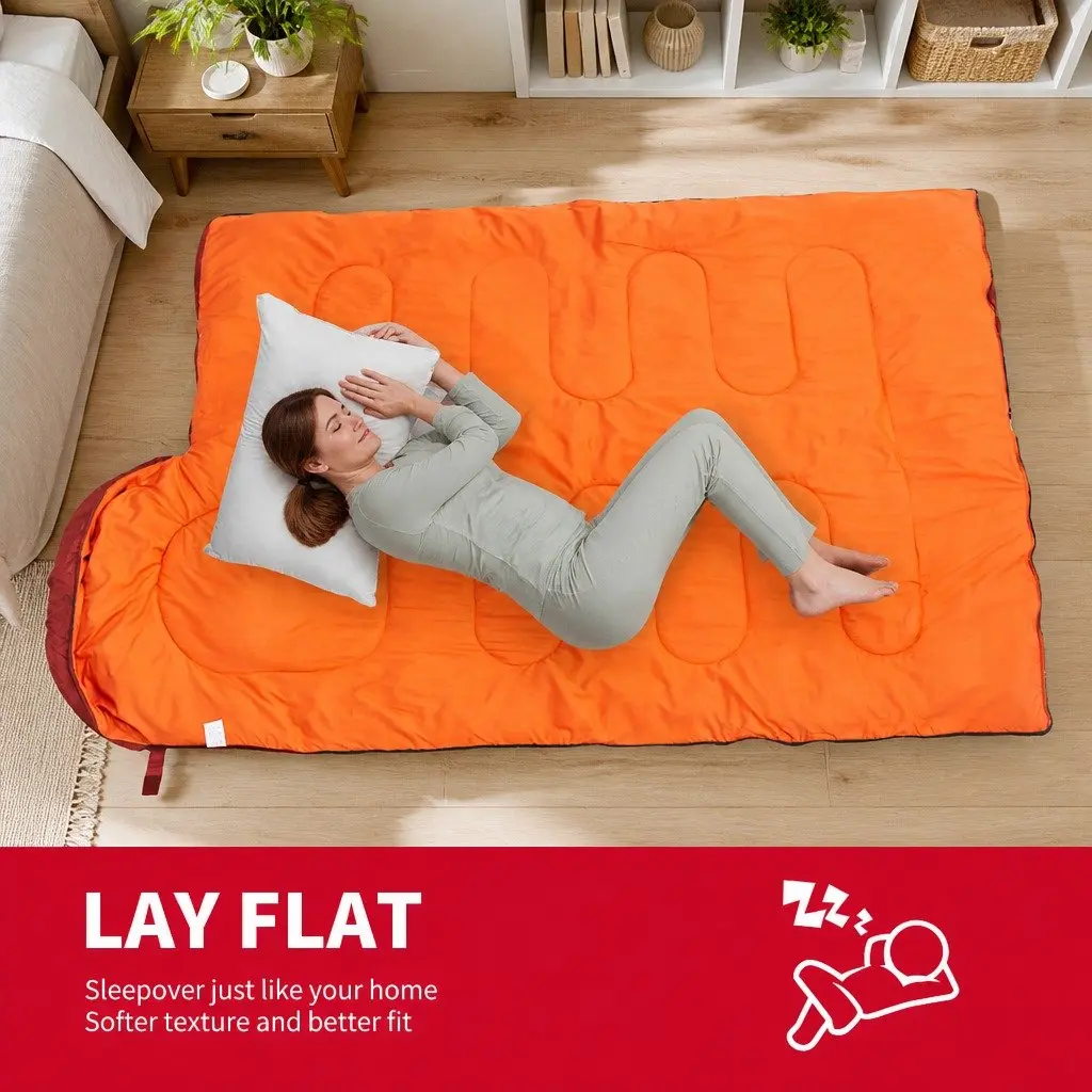 Sleeping Bag Rectangular Quilted Design Waterproof Envelope Camping Outdoor