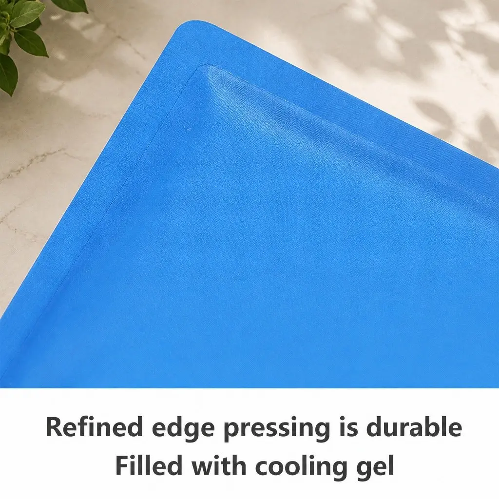 Pet Cooling Cushion Ice Mat Summer Comfort M Blue Polyester Waterproof Fabric