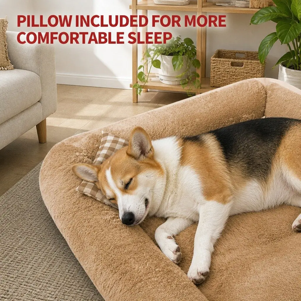 Dog Bed Soft Warm Mat Removable Washable Brown XL