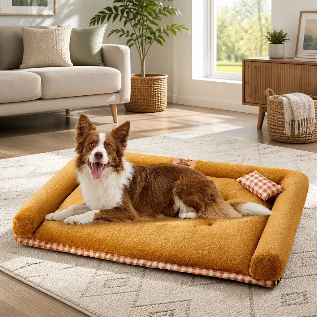 Dog Bed Soft Warm Mat Removable Washable Brown XL