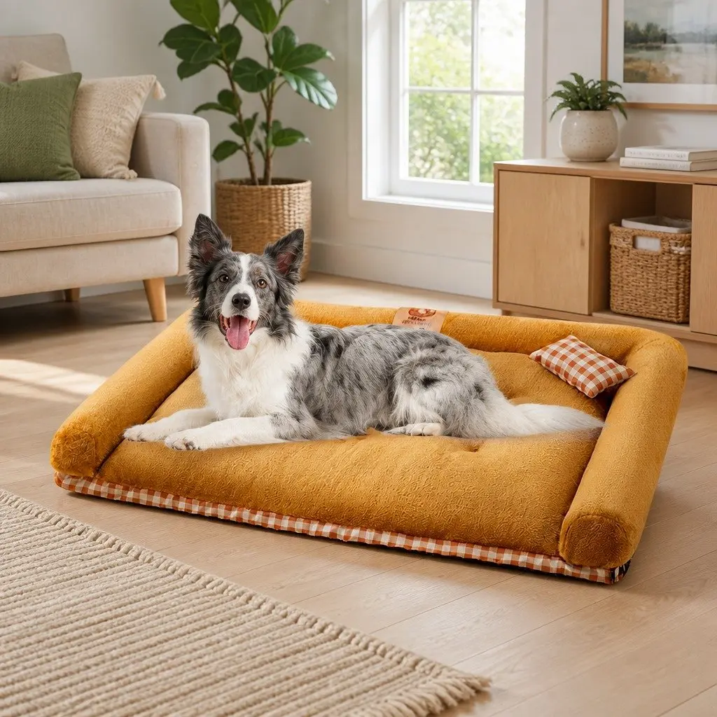 Dog Bed Soft Warm Mat Removable Washable Brown XL