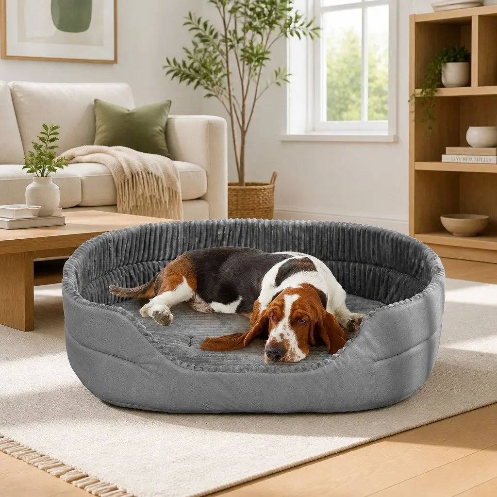 Pet Bed Soft Warm Sleeping Sofa 65x50x20cm Grey Portable Washable