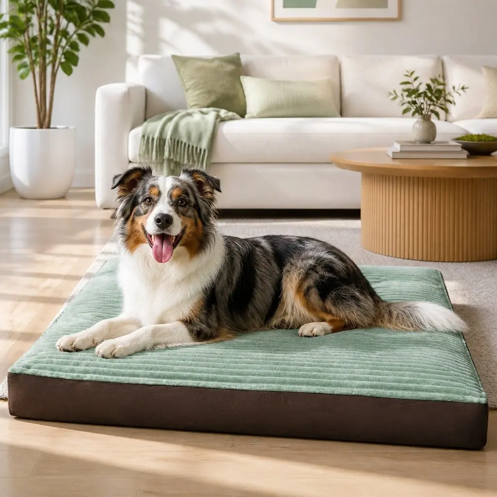Pet Calming Bed Mat Striped Design Removable Washable Cover Dog Cat Cushion