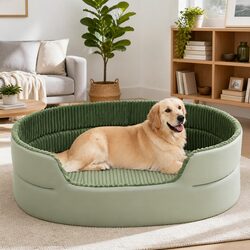 Large 3D Semi-Enclosed Pet Nest XL Striped Avocado Comfortable Cat Dog Bed
