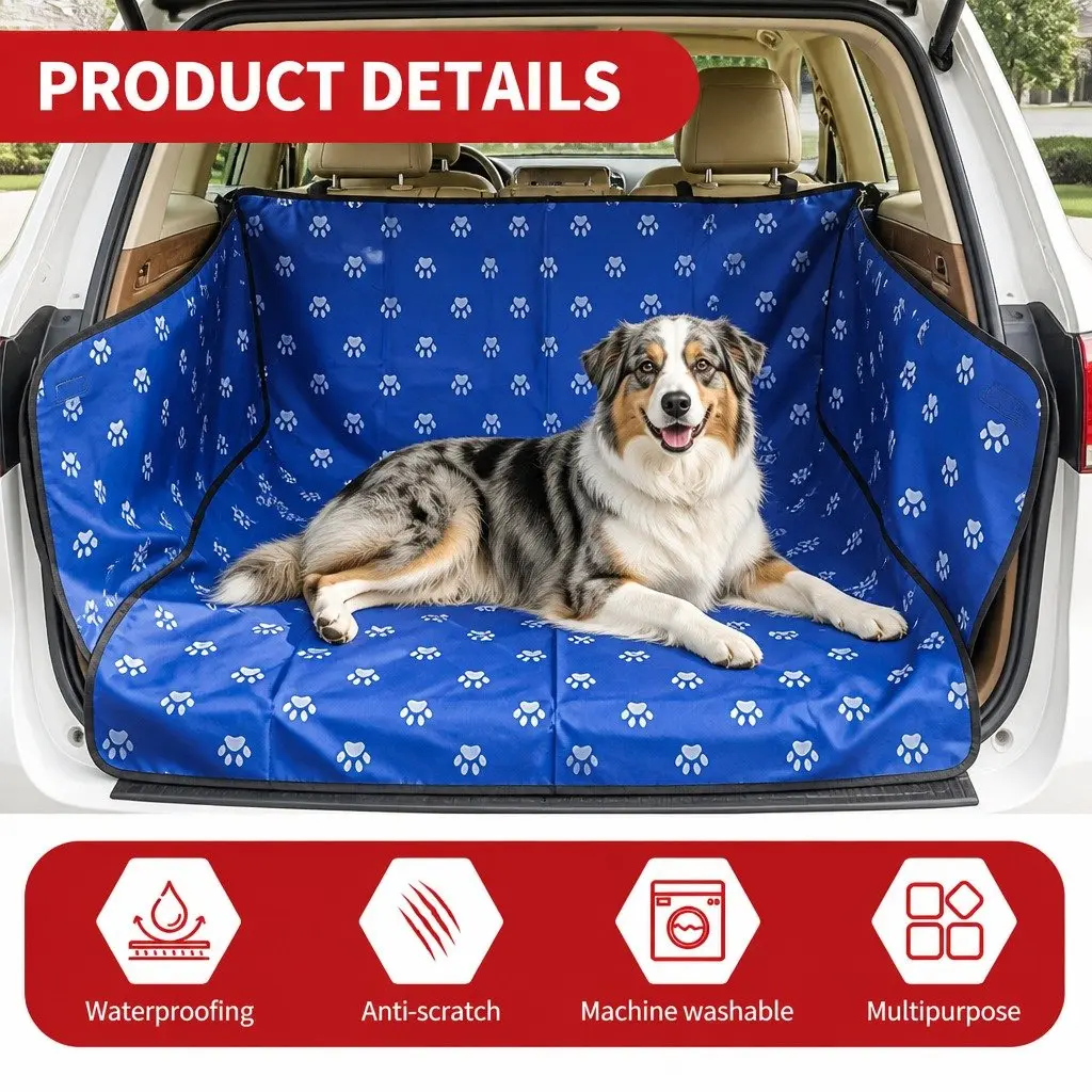 Pet Car Seat Cover Waterproof Nonslip Hammock Back Seat Blue 155x105cm