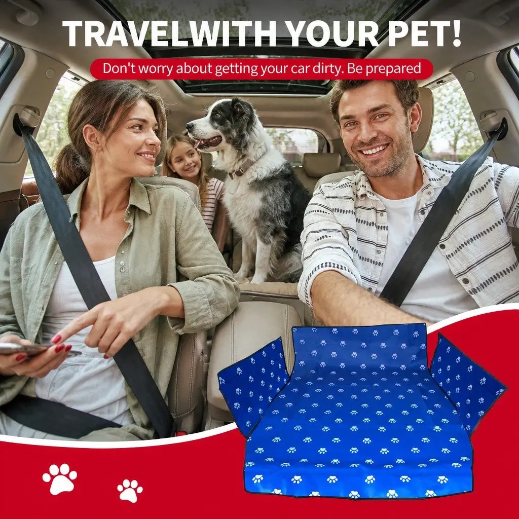 Pet Car Seat Cover Waterproof Nonslip Hammock Back Seat Blue 155x105cm