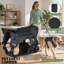 Dog Chest Vest Harness Back Pack with Poop Bag Holder and Waste Bags