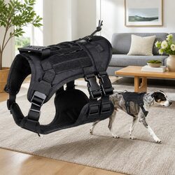 Dog Traction Vest Chest Strap Back Harness with Poop Bag Set Black