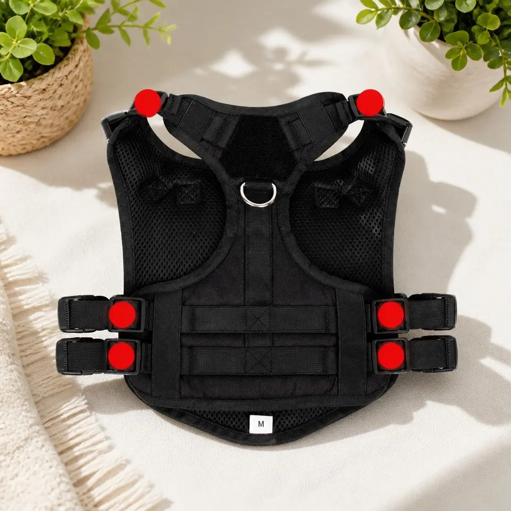 Dog Harness Traction Vest Adjustable Chest Strap Black