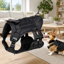 Dog Chest Strap Back Vest Style Harness Black with Poop Bag Dispenser Set