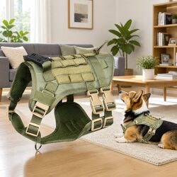 Puppy Harness Leash Set Vest Chest Strap with Poop Bag Dispenser Green