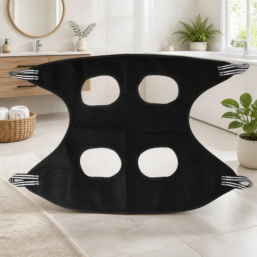 Pet Grooming Hammock Restraint Bag M Size Black for Cat Dog Bathing Trimming Nail Care