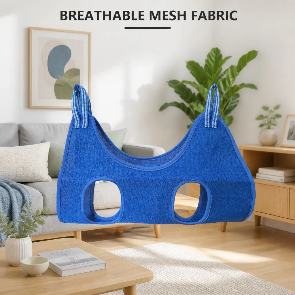 Pet Grooming Hammock for Nail Trimming Small Medium Pets Blue 60cmX47cm Cloth