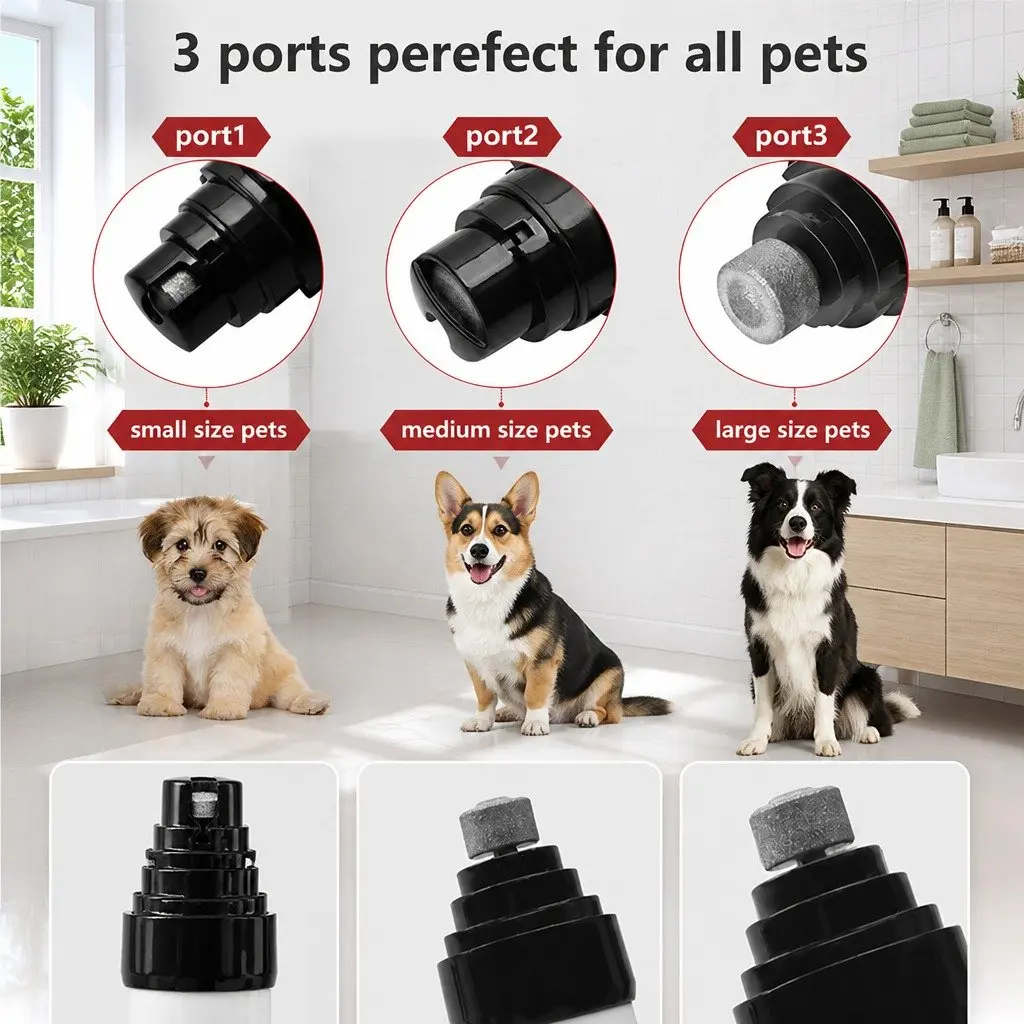 Pet Nail Polisher Electric Manicure Tool for Cats Dogs 2-Gear Black and White