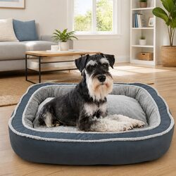 Pet Nest Bed Oval Deep Sleep Design Removable Washable Cats Dogs Blue