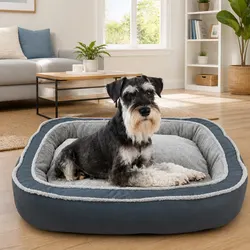 Pet Nest Bed Oval Deep Sleep Design Removable Washable Cats Dogs Blue