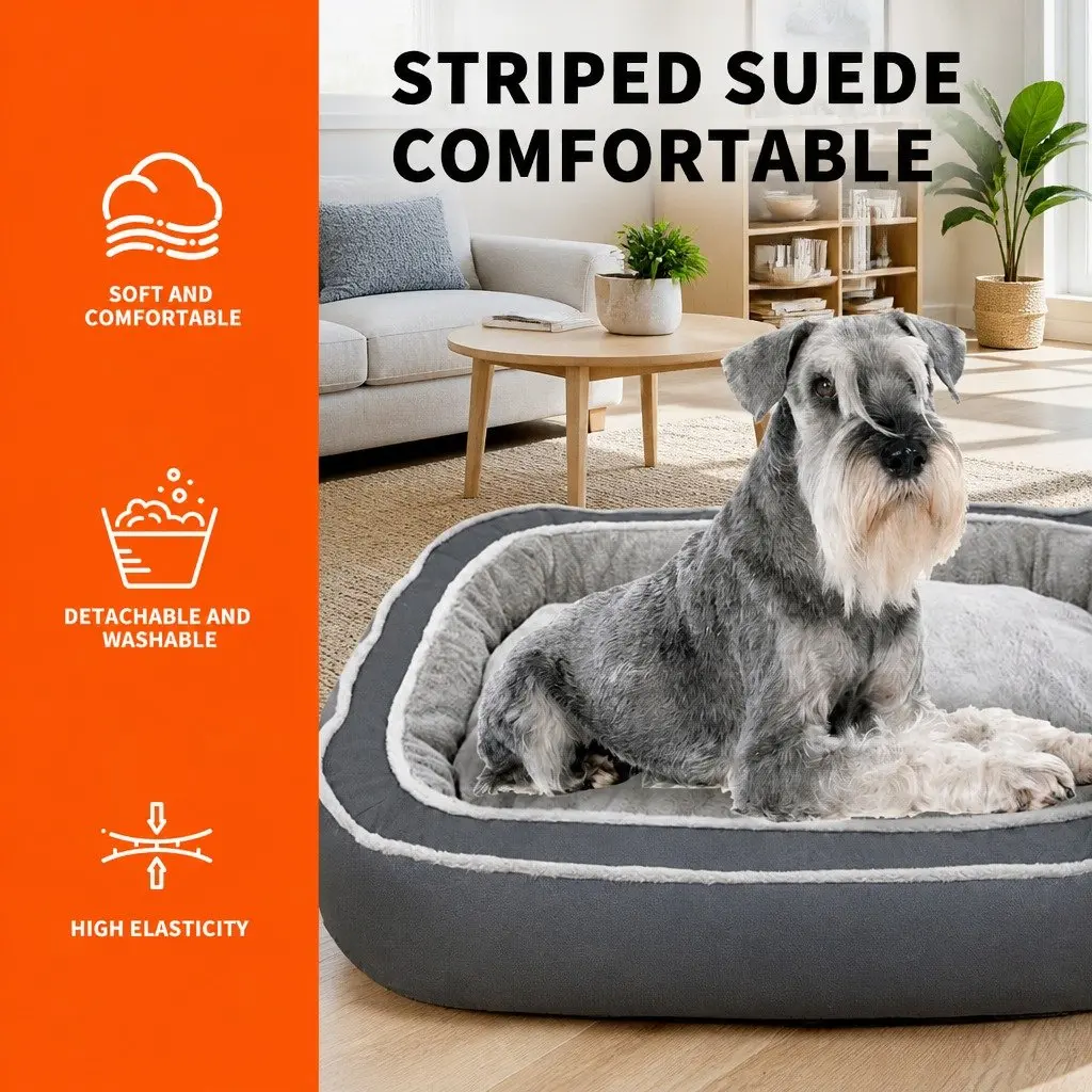 Pet Nest Bed Oval Deep Sleep Design Removable Washable Cats Dogs Blue