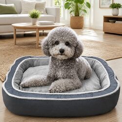 Oval Pet Bed Cat Dog Nest Deep Sleep Removable Washable Cushion Blue