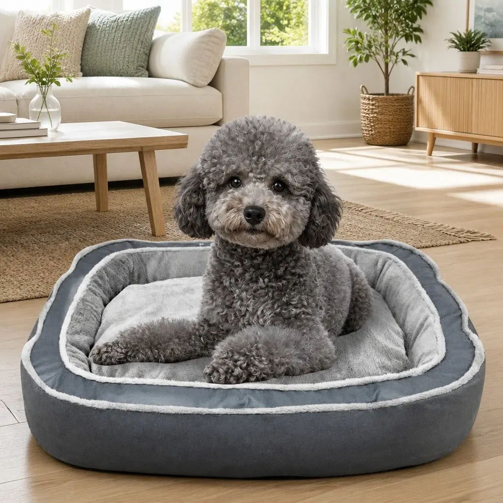 Oval Pet Bed Removable Washable Cushion 60x50x17cm Blue