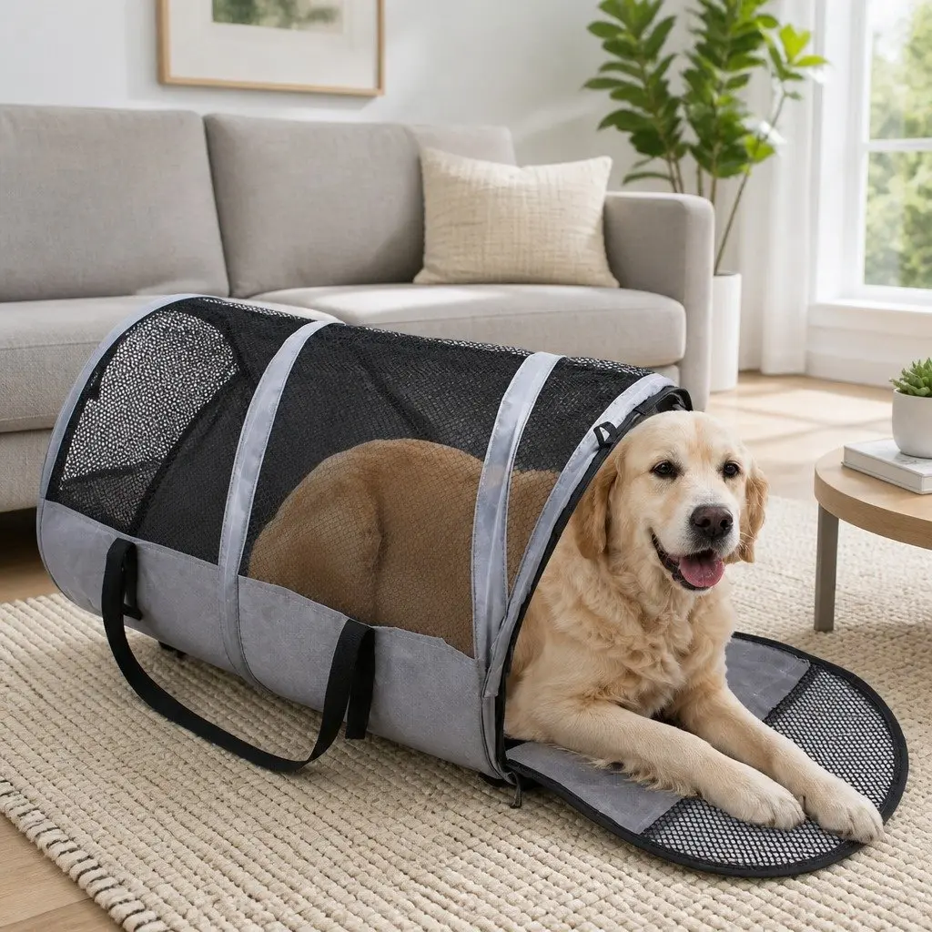 Foldable Pet Carrier Bag Portable Travel Transport 123x58x58cm Grey Oxford Cloth