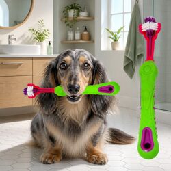 Three-Head Dog Cat Toothbrush Multi-Angle Oral Cleaning Pet Dental Care Tool