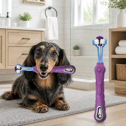 Three-Head Dog Cat Toothbrush Multi-Angle Pet Teeth Cleaning Oral Care Tool