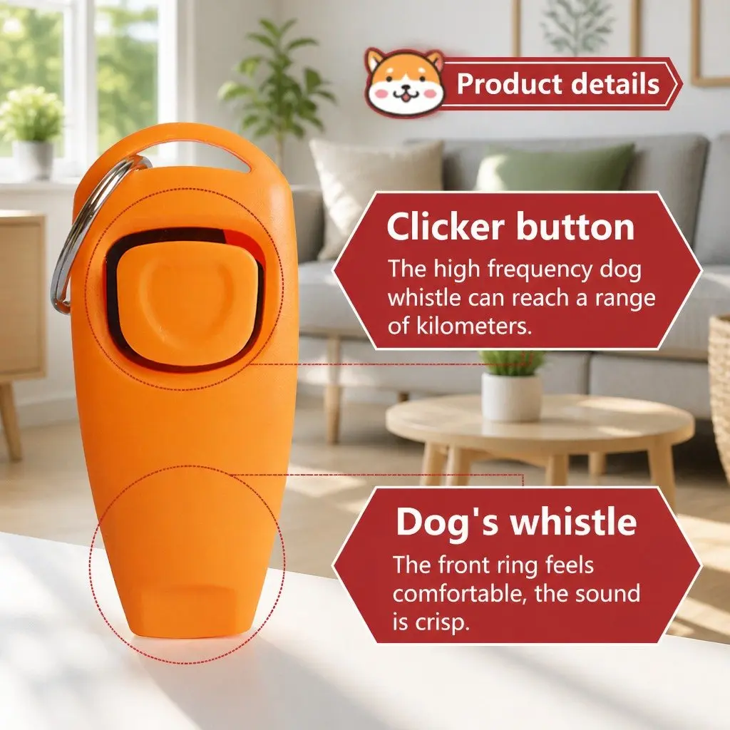 Dog Training Whistle Two-in-One Training Marker 7.5cm Orange