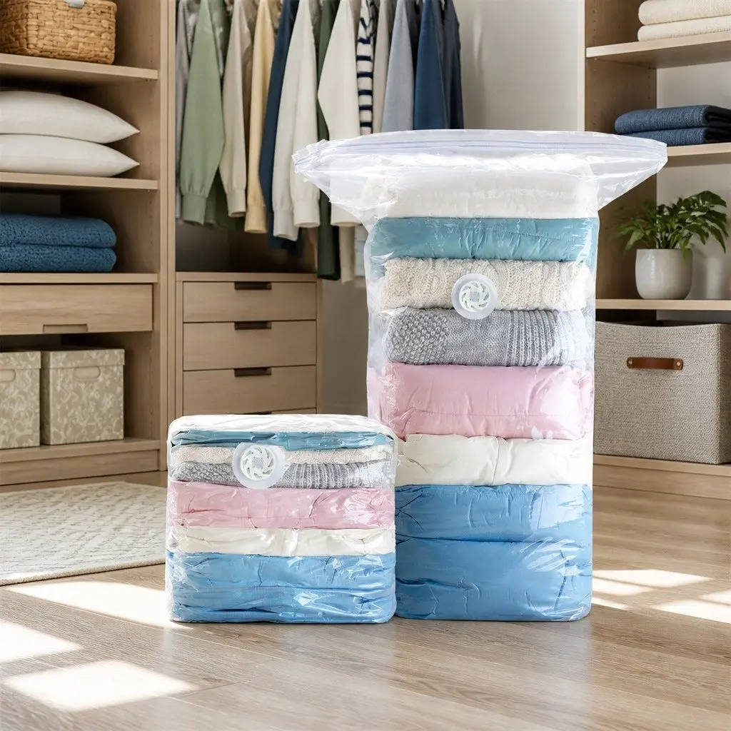 Vacuum Compression Storage Bag XL Capacity Airtight Waterproof White