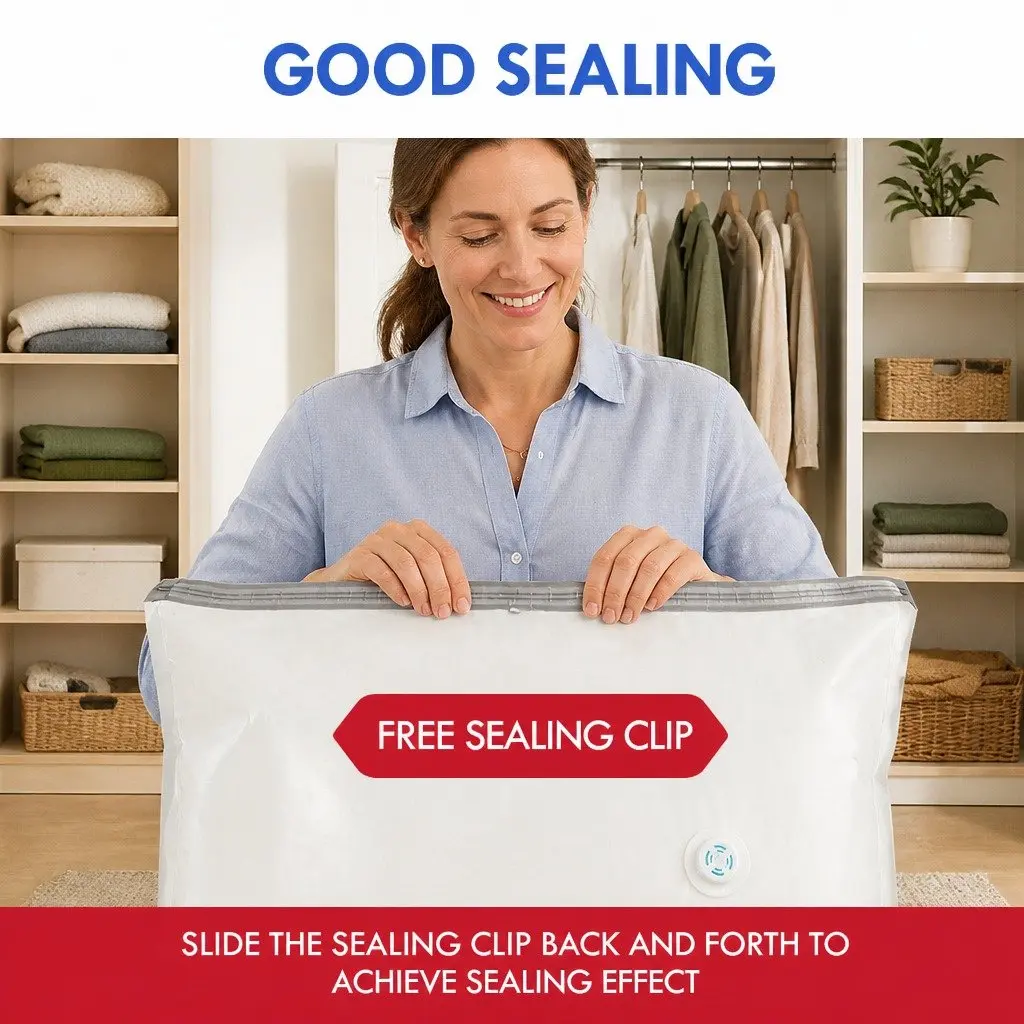 Vacuum Compression Storage Bag XL Capacity Airtight Waterproof White