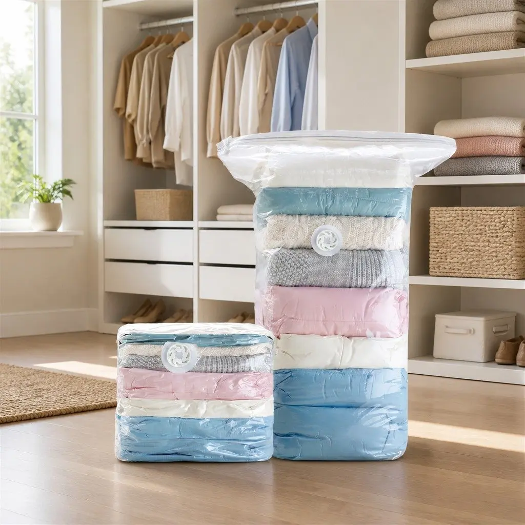 Vacuum Storage Bag Large Compression Household Clothing White PA PE Material