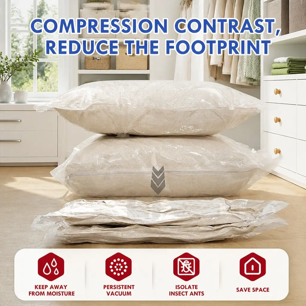 Vacuum Compression Storage Bag Household Organiser M White