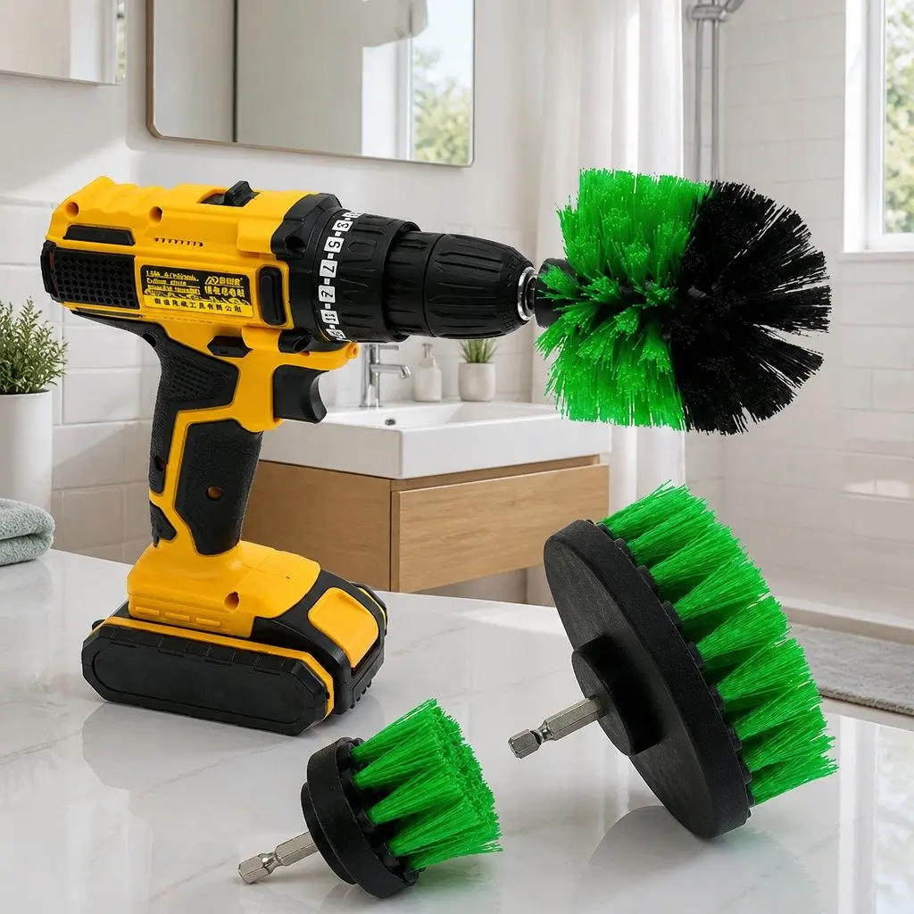 Electric Drill Brush Cleaning Set Three-Piece Medium Stiffness Nylon Bristles 2 3.5 4 Inch White Black Blue Yellow Red Green