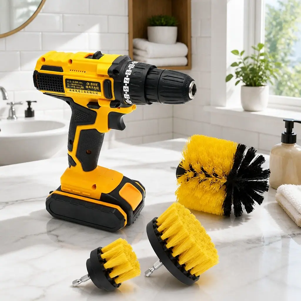 Electric Drill Brush Attachment Set Medium Stiffness Nylon Bristles 2 3.5 4 Inch White Black Blue Yellow Red Green