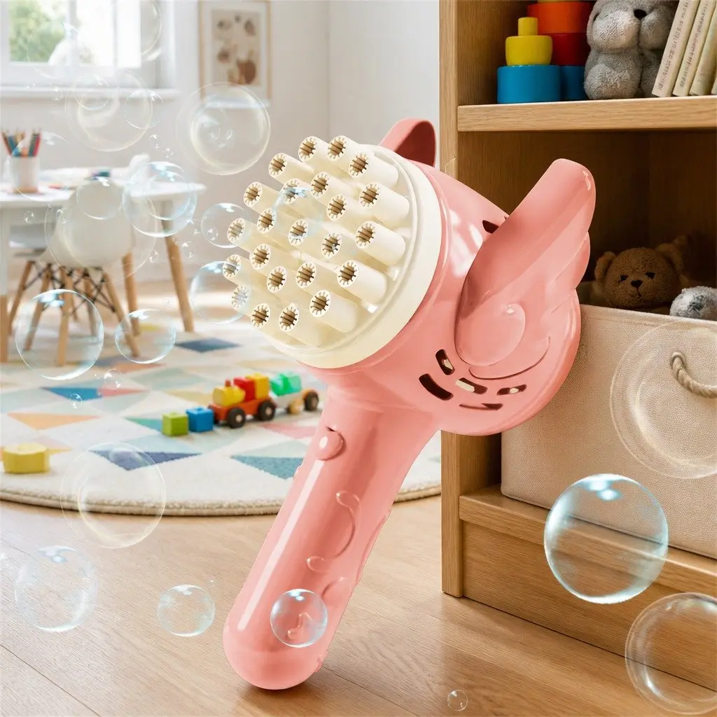 Bubble Machine 23 Hole Electric Toy Gun for Kids Outdoor Play Orange Blue