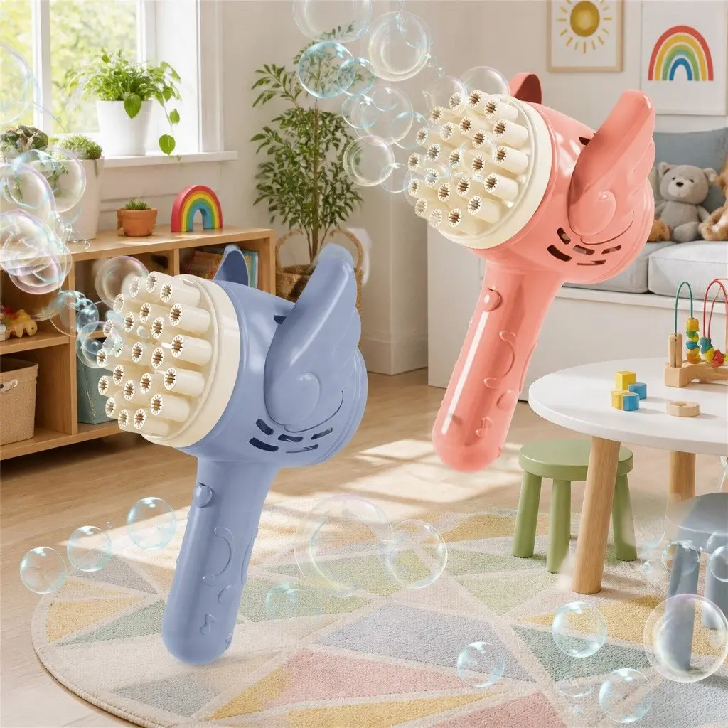 Bubble Machine 23 Hole Electric Toy Gun for Kids Outdoor Play Orange Blue