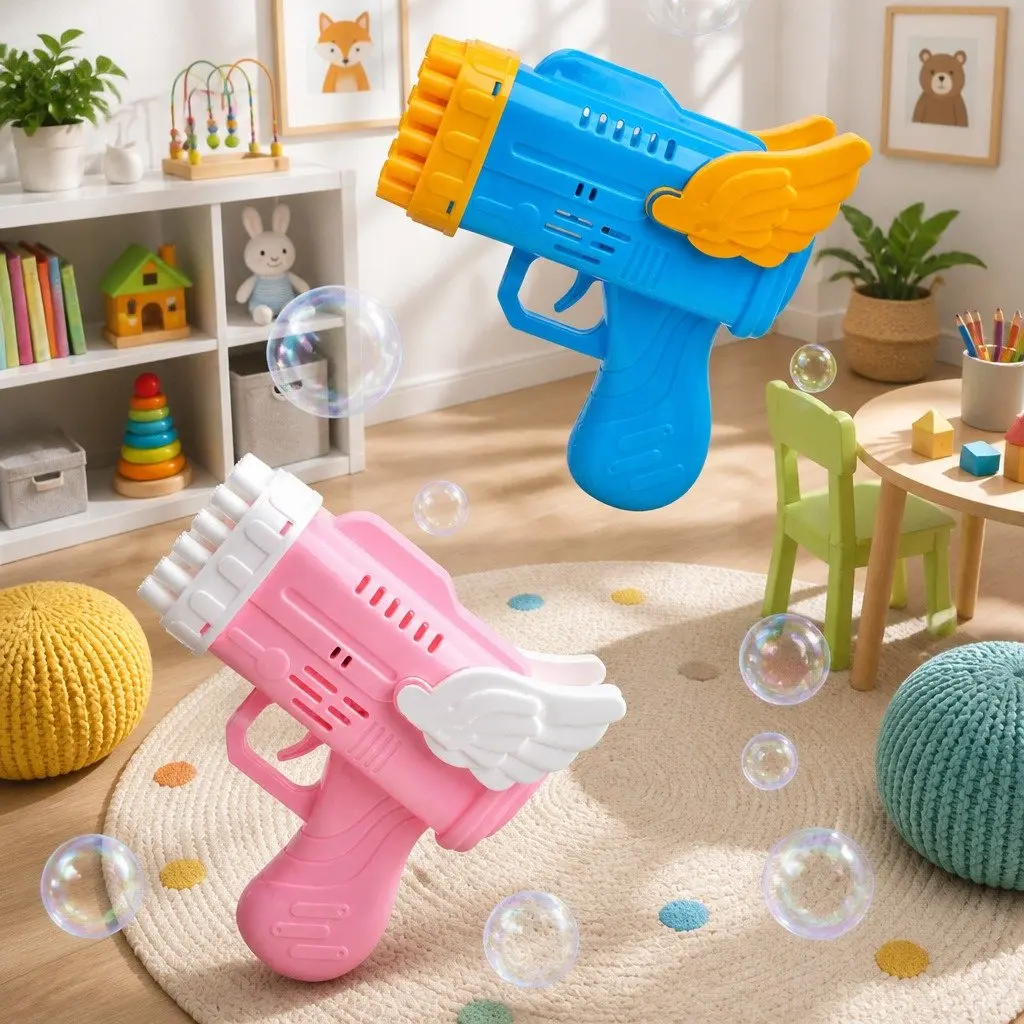 42 Hole Bubble Blowing Gun Toy Automatic Launcher Angel Wing Design