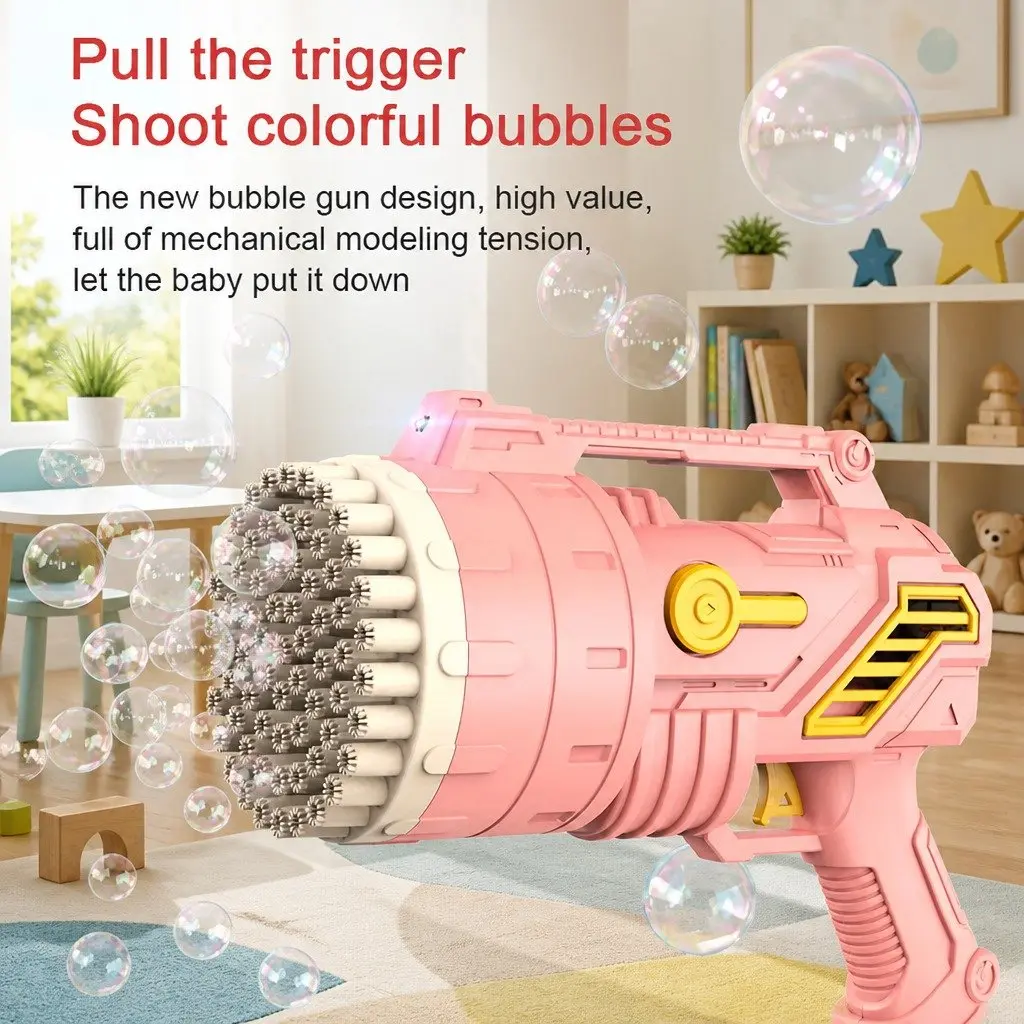 Bubble Gun Toy Automatic Handheld 69 Holes Lightweight Blue