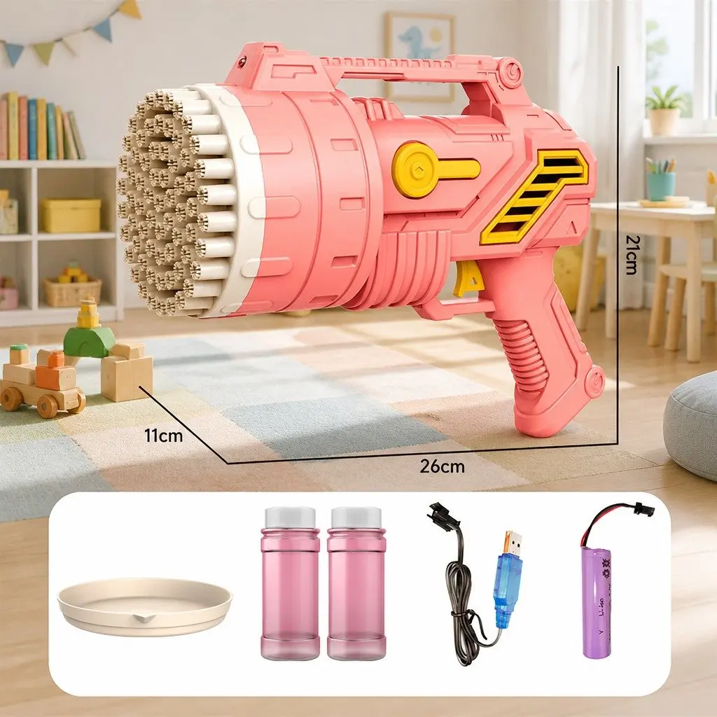 Bubble Gun Toy Automatic Handheld 69 Holes Lightweight Blue