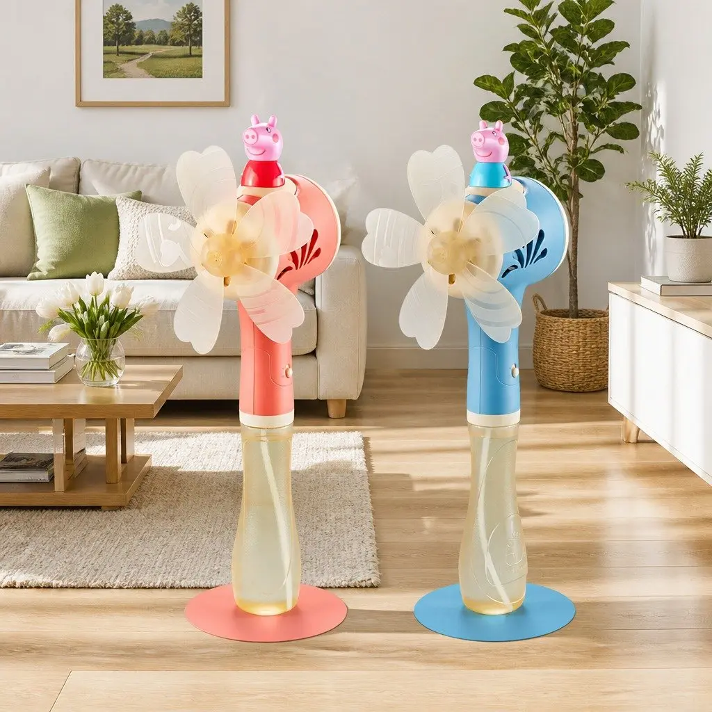 Bubble Machine Hand-Held Stick Electric Toy Windmill Wand Pink Kids Fun Outdoor