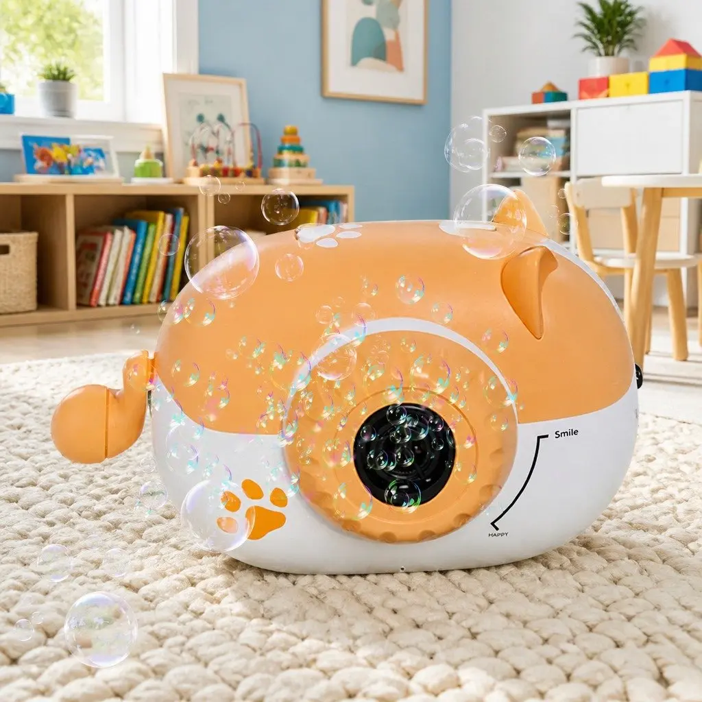 Electric Bubble Machine Automatic Hand-held Rechargeable Toy for Kids Lightweight ABS 16.3cm x 15.3cm x 9.3cm