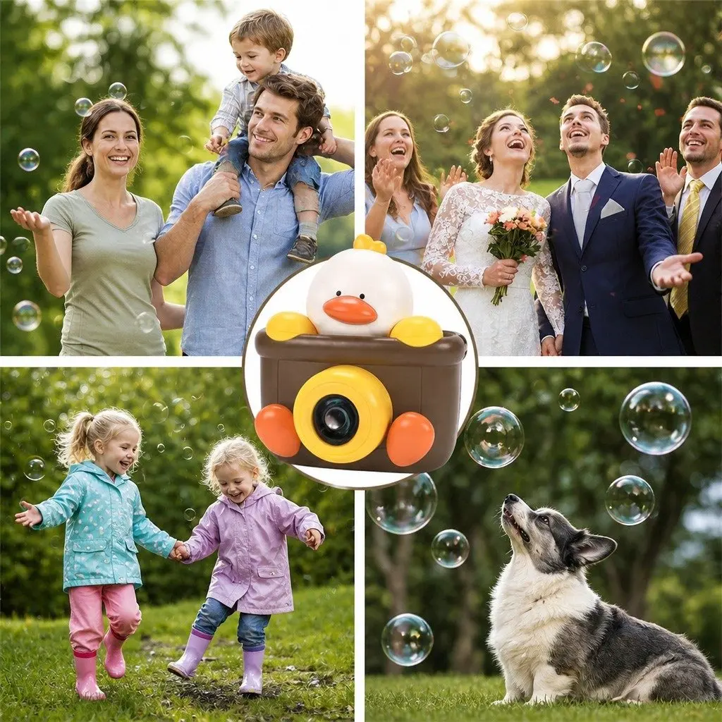 Electric Bubble Machine Hand-held Automatic Soap Blower Toy Lightweight Safe ABS Material for Kids