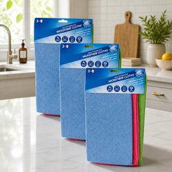 Microfibre Cleaning Cloths 30x30cm Pack of 9 Ultra-Soft Streak-Free Dusting